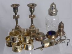 A collection of miscellaneous silver plate, including a cut glass trifle bowl, cut glass caster,