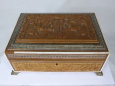 Edwardian Indian Rosewood, Camphor and Ivory Jewellery Box, a fitted interior, inlaid with mother