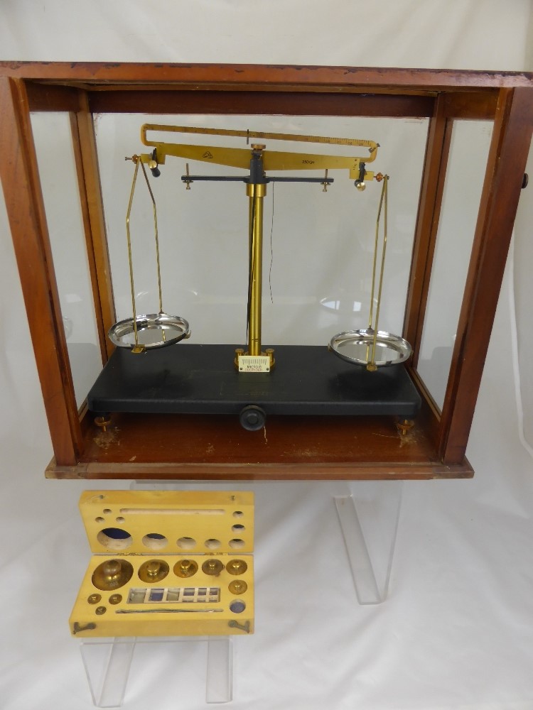 A Set of Microid Duorider Scales, made by Griffin George Limited, in a glass framed case with box