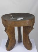 Antique Three Legged Tribal Stool, approx 26 cms