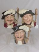 Three Royal Doulton Character Mugs, including Athos D6452, Aramis D6441 and Porthos D6440. (3)