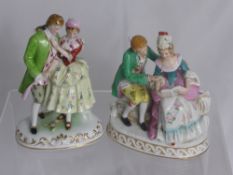 Two Continental porcelain figures, depicting young lovers in traditional costume, approx 15 cms