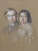 A Large Victorian Pastel depicting a Young Couple, approx 63 x 50 cms