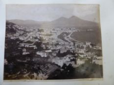 A 19th Century Album of black and white photographs including Naples, Pompeii, Vesuvius, Frescoes