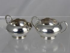 A Solid Silver Milk Jug and Sugar Bowl, London hallmark, approx 160 gms, date mark rubbed (early