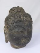 An Antique Stone Head of Buddha, possibly third/fourth century AD approx 11 cms