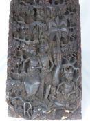 An Asian Three Dimensional Carved Wooden Decorative Wall Panel, depicting a couple dancing, approx