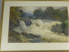 W A Craven, Original watercolour on paper, depicting a waterfall, framed and glazed approx 52 x 33