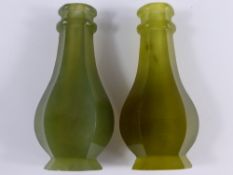 Two Delicate Chinese Jade Scent Bottles, the first celadon green and the other apple green, the