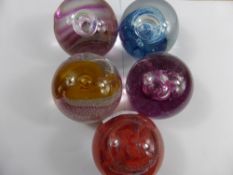 Five Caithness Glass Paperweights, including ""Calypso"", ""Whirlwind"", ""Quicksilver"", ""