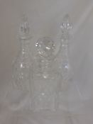 A Pair of Crystal Decanters, one other square bottomed decanter and miscellaneous glass.