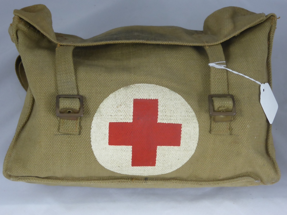 A Vintage WWII Medical Corps Shoulder Bag with Contents.