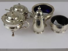 A Solid Silver Cruet Birmingham hallmark dated 1958 with the original liners comprising mustard,