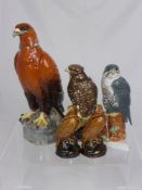 Five Beswick Beneagles Liquor Bottles, including a Peregrine Falcon, Buzzard, Golden Eagle and two