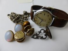Miscellaneous Jewellery including dress studs, a silver fob chain (23.7 gms), a tiger eye pendant