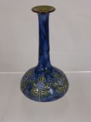 A Royal Doulton Lambeth Vase blue glaze with green floral design, approx 18 cms high.