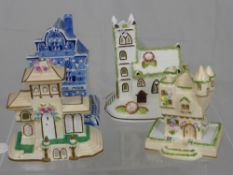 A Misc. Collection of Porcelain Cottages incl. Coalport ""The Old Curiosity Shop"", ?Twin Towers?