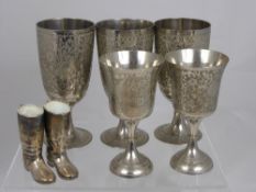 A quantity of Silver Plate including three goblets, four chalices, four wine goblets, pair of posy