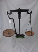 A Pair of Vintage Cast Iron Balance Scales, together with a Shepherd?s Crook (cut down).