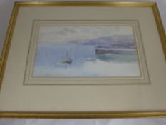 Ada Mary Galton 1871-1934, Studio watercolour depicting `Moored Boats`, 31 x 18 cms, frame and