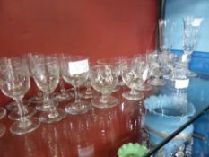 A collection of miscellaneous antique glass, including ten Victorian custards, two sherries etched