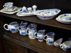 A collection of Masons Ironstone ""Regency"" china comprising teapot (w a f), six jugs various, two
