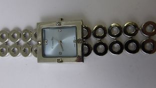 A Vintage Christian Dior Stainless Steel Lady`s Wrist Watch No. 6907, the wristwatch having a blue
