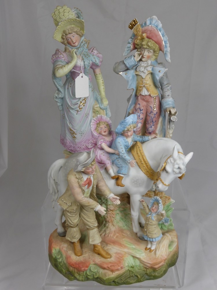 Three `Fairground Fairings` depicting a couple in traditional costume and children riding a horse,