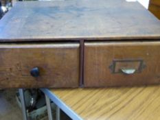 An Oak Cased Desk Top Filing Unit, fitted with two drawers.