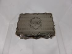 Antique Victorian Solid Silver Vinaigrette, the outside turned with a central cartouche inscribed