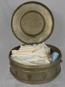 A WWII Nurses Medical Kit, in the original box with contents together with an oak and brass