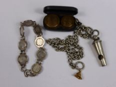 A Collection of Miscellaneous Items including a silver hall mark whistle on solid silver chain