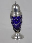 A Solid Silver Caster with the original blue liner, Birmingham hallmark, m.m T W & Co dated 1904/