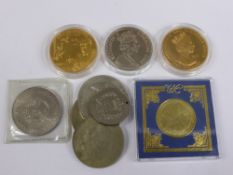 A Collection of Miscellaneous Coins including two silver proof ER II East Caribbean State gilded