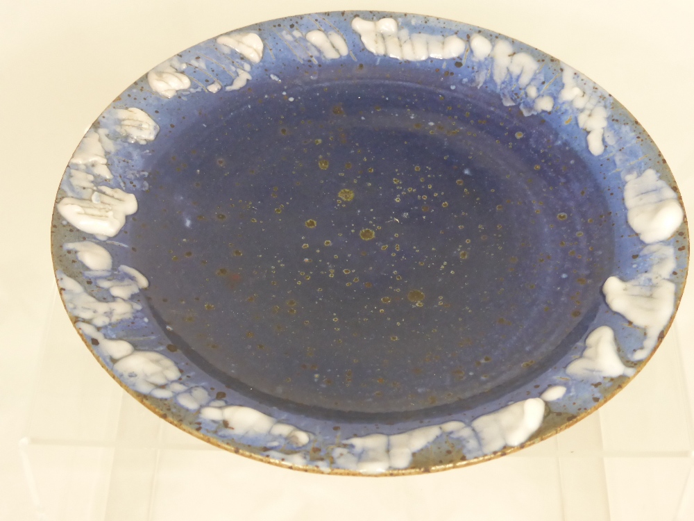 A Blue Decorative Studio Pottery Plate, signed Pickard to the base together with a studio pottery