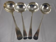 Four Solid Silver Georgian Sauce Ladles, the first London hallmark dated 1801, one George IV dated