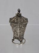A Solid Silver Victorian Ink Well, the urn shaped ink well with foliate Rococo decoration and a