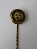 A Victorian Hand Painted Porcelain Hat Pin, depicting a Scotty Dog, signed W.C.Ford dated circa