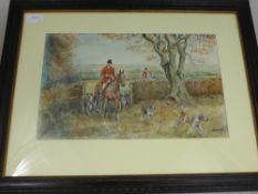 A 20th century Watercolour signed F.T. Deeks to bottom right entitled ""Farmer`s Hunt` dated 1963,