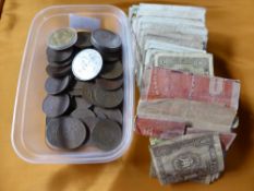 A Miscellaneous Collection of Vintage Chinese Coins and Bank Notes, including copper and silver