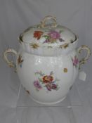 A Large Limoges Pickle Jar, hand painted with floral sprays, approx 90 cms h