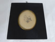 An Oval Miniature Print of Horatio Nelson, presented in an ebonised frame.