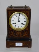 An Edwardian Hatton A Paris Rosewood Veneer Inlaid Clock, with enamel face and Roman dial, approx
