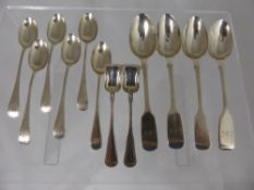 Four Solid Silver Victorian Teaspoons, London hallmark dated 1871 m.m T.S together with six Chester