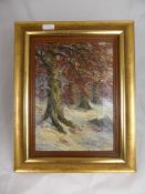 Original Oil on Canvas, depicting Autumn Trees, signed T Wern, approx 35 x 25 cms, framed together