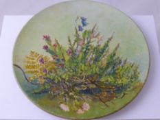 A Watcombe, Torquay, Hand Painted Plate, the plate depicting flowers, 24 cms, impress mark to back