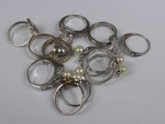 A Collection of Miscellaneous 925 stamped Silver and Silver Metal white stone and simulated pearl