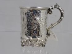 Solid Silver Victorian Christening Cup, London hallmark, dated 1841, approx 160 gms, inscribed D.M.
