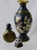 A Collection of Miscellaneous items, including Cloisonne vase depicting birds, Isle of Wight Glass
