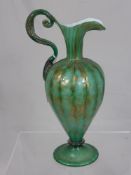 A Murano Style Glass Ewer, the green vase with gold inclusions, approx  34 cms